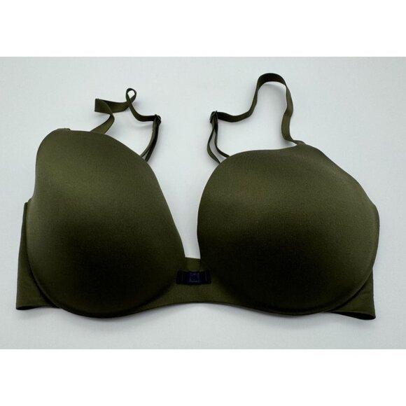 Victoria's Secret Lined Demi Bra Olive Army Green Underwire Back Closure 34DD - Picture 1 of 6